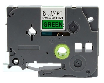 Taśma Brother TZe-711 6mm x 8m zielone czarny nadruk - zamiennik