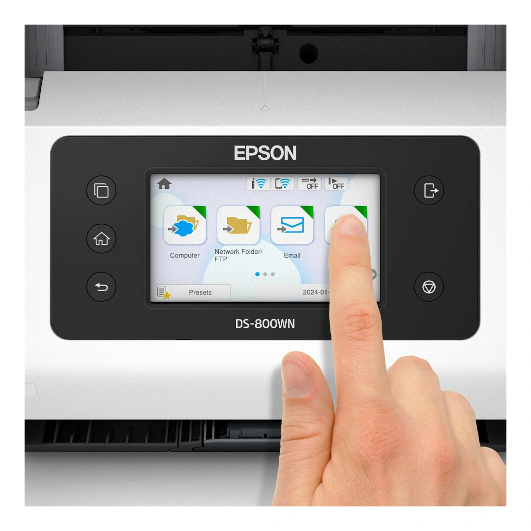 Skaner dokumentów Epson DS-800WN / 50 str./min / ADF 100 ark. / duplex / panel dotykowy / Wi-Fi / Ethernet / USB