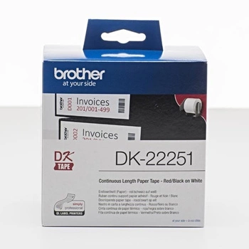 Oryginalna taśma Brother DK 22251 62mm x 15.24m biała/czarny lub czerwony nadruk