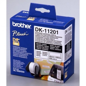 Oryginalne etykiety Brother DK-11201 29mm x 90mm białe/czarny nadruk